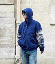 Supreme X Michael Jackson Dangerous Zip Hoodie FW25 | Heavyweight Fleece With Album Art Print, Full-Zip Co-Branded Collector Piece - 藍色 - 查看 3
