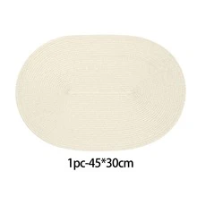 45*30cm 象牙白橢圓塑膠編織餐墊，4.72英吋杯墊，易清潔、防滑、耐熱，裝飾墊，抗皺，適用於派對、婚禮、喬遷、聖誕節、萬聖節、感恩節、母親節 - 象牙白色 - 查看 10