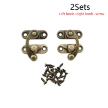 Khóa tay xoay trái và phải màu đồng, móc hợp kim kẽm, kèm hộp đựng trang sức để thay thế ốc vít, hộp dụng cụ, hộp đựng túi xách, hộp trang sức, hộp quà tặng, hộp gỗ, hộp khóa chuông sắt. - nhiều màu - Xem 15