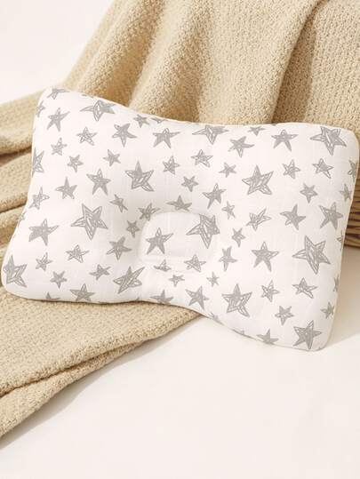 1 pieza Almohada pequeña rectangular impresa y linda, almohada para el cuello suave y transpirable anti-inclinación, almohada absorbente de sudor para niños de 4 estaciones [Certificado Oeko-Tex]
