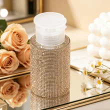 New Rhinestone Studded 200ml Makeup Remover Bottle, Cosmetic Toner Lotion Empty Refillable Travel Pump Dispenser Container - View 4