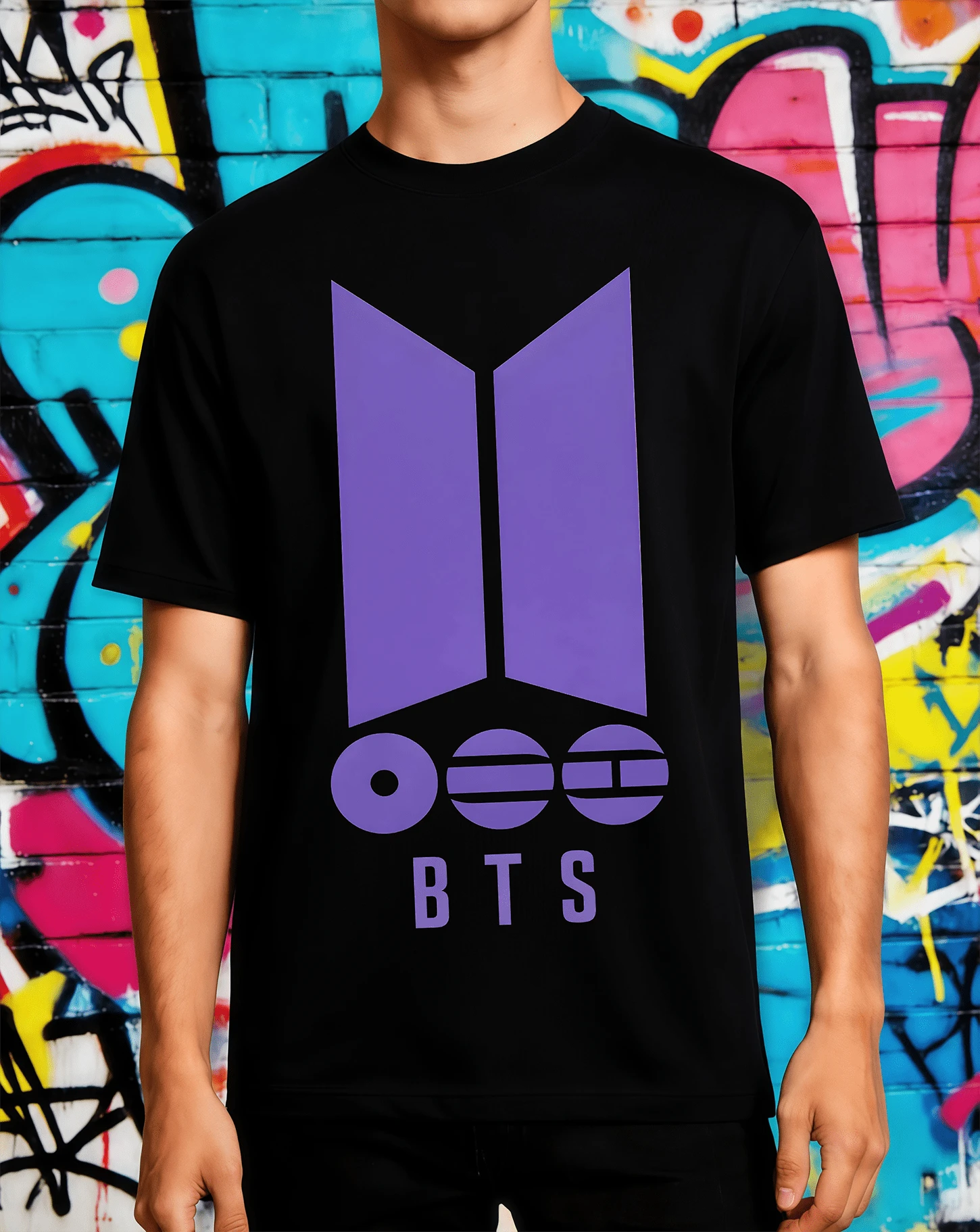 Unisex Bangtan Purple M-Logo T-Shirt - 2026 World Tour ARMY Fan Merchandise Black - Black - View 1