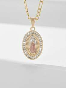 1 chiếc vòng cổ mặt dây chuyền Guadalupe bằng đồng đơn giản, chống dị ứng, vẽ tay năm 2025, đính đá Zirconia, đi kèm hộp quà tặng sang trọng, thích hợp cho Ngày của Mẹ/Ngày lễ tình nhân, các cặp đôi, bạn bè, cha mẹ đỡ đầu, lễ rước lễ lần đầu của người Công giáo, trang phục hàng ngày và ngày lễ - Vàng - Xem 14