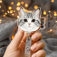 1件/3件装定制宠物水彩徽章卷轴（照片可定制），手绘猫狗身份识别夹，护士礼物，兽医技师姓名牌夹，定制狗狗徽章卷轴（照片可定制），圣诞礼物（带照片的护士徽章卷轴），个性化狗狗亚克力徽章卷轴，医疗徽章卷轴，带夹子的护士徽章卷轴（适用于医疗保健专业人员），学习用品，返校季。 - H-寵物姓名徽章捲軸 - 查看 7