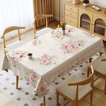 1pc Floral Print Tablecloth, Suitable For Indoor/Outdoor Party And Home Decor, Rectangular Dining Table Cover, Elegant Rectangular Tablecloth For Kitchen, Party And Picnic - Multicolor - View 4