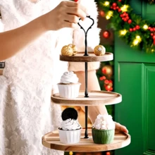LECHENG HOUSEHOLD 1pc Multi-Tier Cupcake Stand, Tea Party, Wedding, Birthday Display Rack, Dessert Table, Display Shelf, Dessert Rack, Rosewood, Birthday, Holiday Party Decor, Tabletop Display Rack - View 4