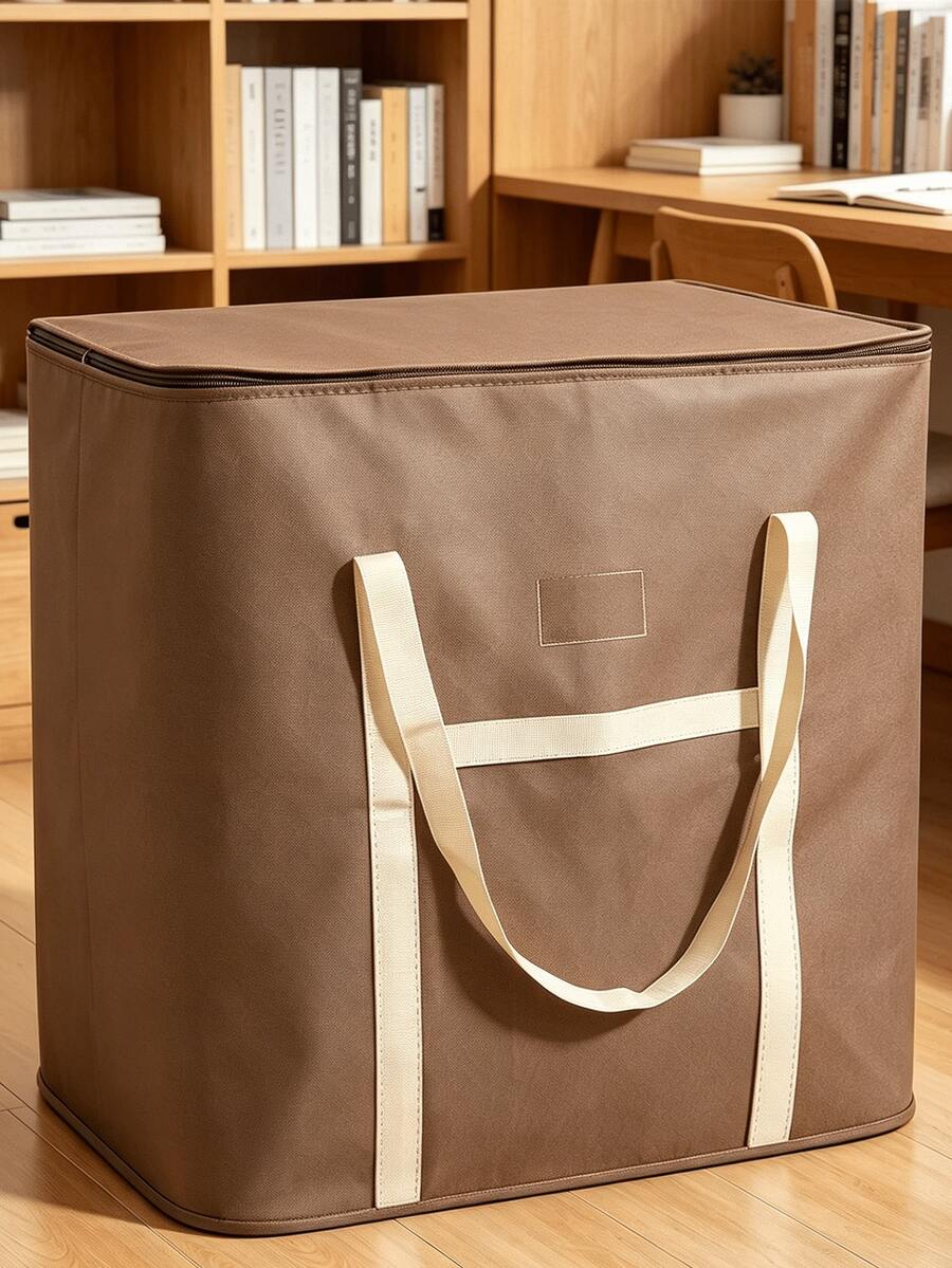 1 pieza Bolsa de almacenamiento de edredón de algodón extra grande, impermeable y a prueba de polvo, adecuada para la organización del hogar - Marrón - Ver 1