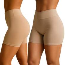 KIT 3 Bermuda Shorts Women's Petticoat Short High Waist Second Skin Plain Quality - 2 黑色 / 1 米色 - 查看 4