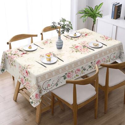 1 chiếc khăn trải bàn in hoa, thích hợp cho tiệc trong nhà/ngoài trời và trang trí nhà cửa, khăn trải bàn hình chữ nhật, khăn trải bàn hình chữ nhật trang nhã cho nhà bếp, tiệc tùng và dã ngoại.