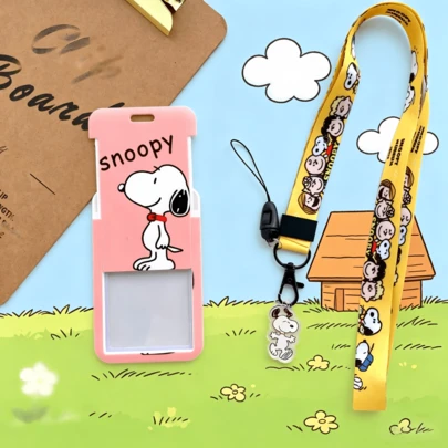 SNOOPY 1个史努比卡套，带挂绳，学生证/餐卡保护套，防丢挂绳，理想的返校/生日礼物，送给朋友和同事