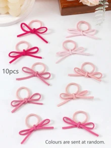 10 chiếc dây buộc tóc nơ hồng, chất liệu giả da lộn, dây buộc tóc co giãn cao, phụ kiện tóc không gây hư tổn, kiểu tóc ngọt ngào cho bé gái hàng ngày và dự tiệc. - Nhiều màu - Xem 9