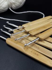 Kim móc bằng tre tự nhiên, màu trắng/bạc, kích thước 2.5-6.0mm, 8 chiếc/bộ - Móc đan có cán tre - Xem 4