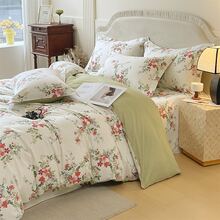 Bộ ga trải giường 3 món bằng cotton 100% kiểu Nhật tối giản, kẻ sọc tinh tế, gồm 2 vỏ gối và 1 vỏ chăn. - Nhiều màu - Xem 6