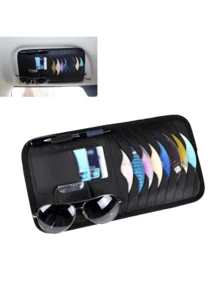Tas Penyimpanan Pelindung Matahari Mobil dengan Slot CD, 8 Kantong Penyimpanan CD dengan Slot Kacamata dan Pena, Aksesori Interior Mobil Multi-Kantong Cocok untuk Semua Model Kendaraan - A - View 5