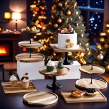 LECHENG HOUSEHOLD 1pc Multi-Tier Cupcake Stand, Tea Party, Wedding, Birthday Display Rack, Dessert Table, Display Shelf, Dessert Rack, Rosewood, Birthday, Holiday Party Decor, Tabletop Display Rack - View 1
