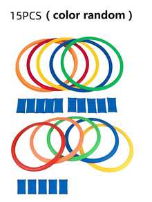 5 piezas/10 piezas/15 piezas/20 piezas Aros y aros de rayuela para niños, juguetes educativos tempranos, duraderos e irrompibles, juego deportivo para interiores/exteriores, interacción entre padres e hijos, mejora del equilibrio y la coordinación de los niños, ayudas didácticas deportivas (color aleatorio) - Multicolor - Ver 15