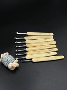 Kim móc bằng tre tự nhiên, màu trắng/bạc, kích thước 2.5-6.0mm, 8 chiếc/bộ - Móc đan có cán tre - Xem 5