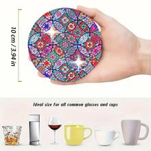 8 miếng lót ly tranh đính đá Mandala | Chất liệu acrylic chịu nhiệt | Chống trơn trượt | Quà Giáng sinh | Không kèm giá đỡ - Nhiều màu - Xem 2