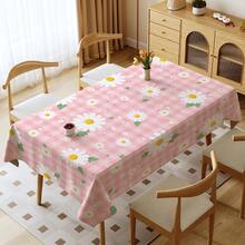 1pc Plaid & Floral Print Tablecloth, Blue Floral Pattern, Suitable For Indoor/Outdoor Party And Home Decor, Rectangular Dining Table Cover - Multicolor - View 4