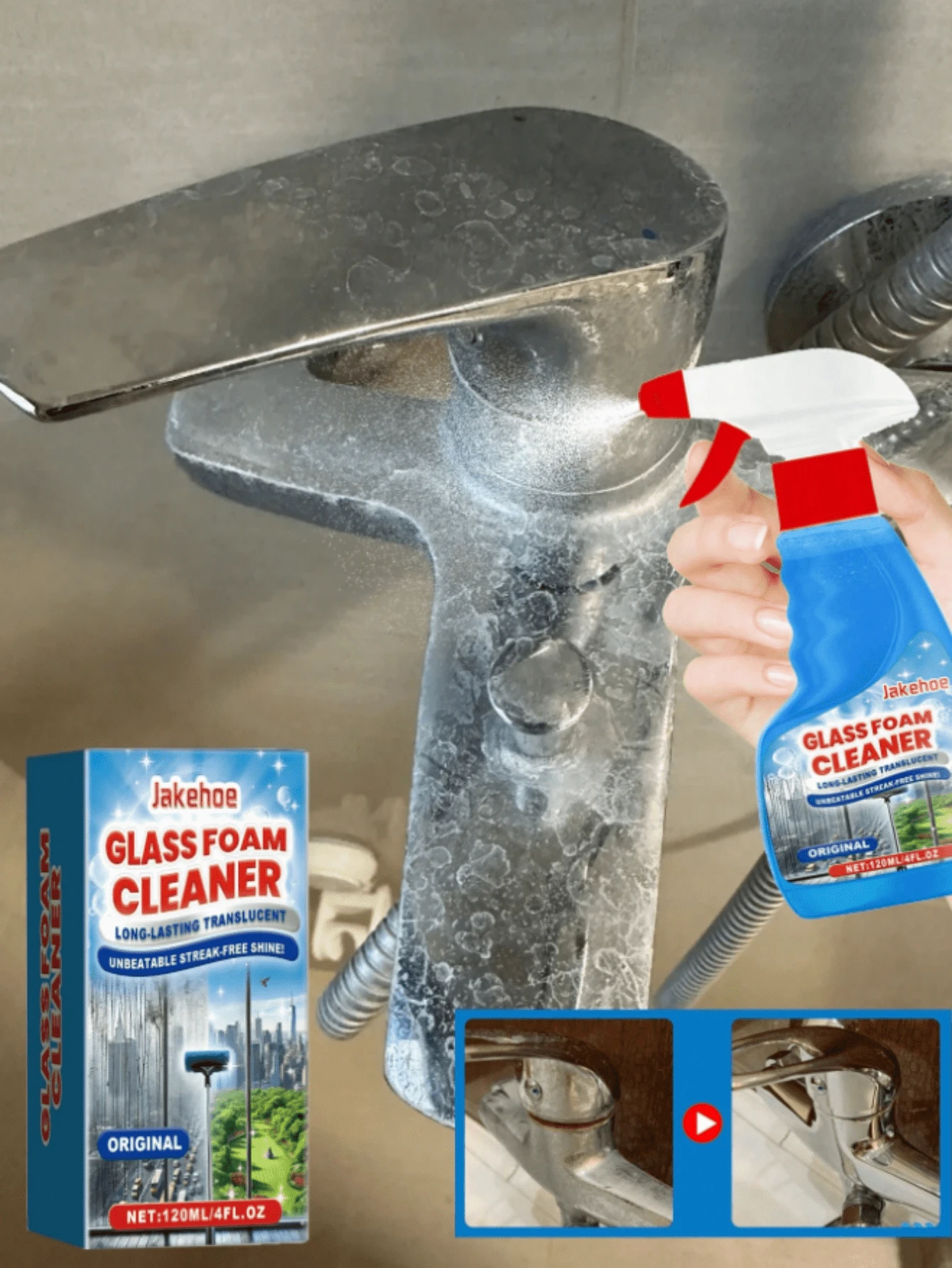 Glass Foam Cleaner, Household Glass Window Mirror Door Grease Fingerprint Remover - 液體 - 查看 1