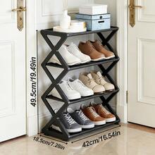 X-Shaped Foldable Shoe Rack, Multi-Layer Storage Organizer With Non-Woven Fabric & Stainless Steel Tubes, Easy Assembly Space-Saving Floor Standing Shoe Shelf For Entryway, Hallway, Closet & Bedroom, High Capacity Home Storage Solution In Black, Pink - X-shaped black gift - 查看 12