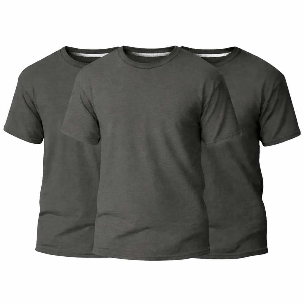 Set Of 3 Men's Basic Plain T-Shirts, 100% Cotton, 30.1 Mm - 領導/領導/領導 - 查看 1