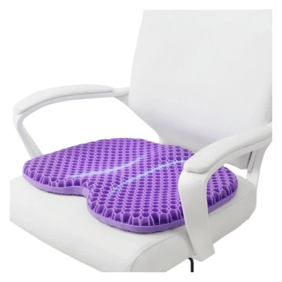 Đệm ngồi gel dày gấp đôi màu tím hình tổ ong giúp giảm đau lưng và đau xương cụt, đệm ghế văn phòng thoáng khí, thoáng mát, chống trượt, đệm ngồi chỉnh hình cho ô tô và chơi game.