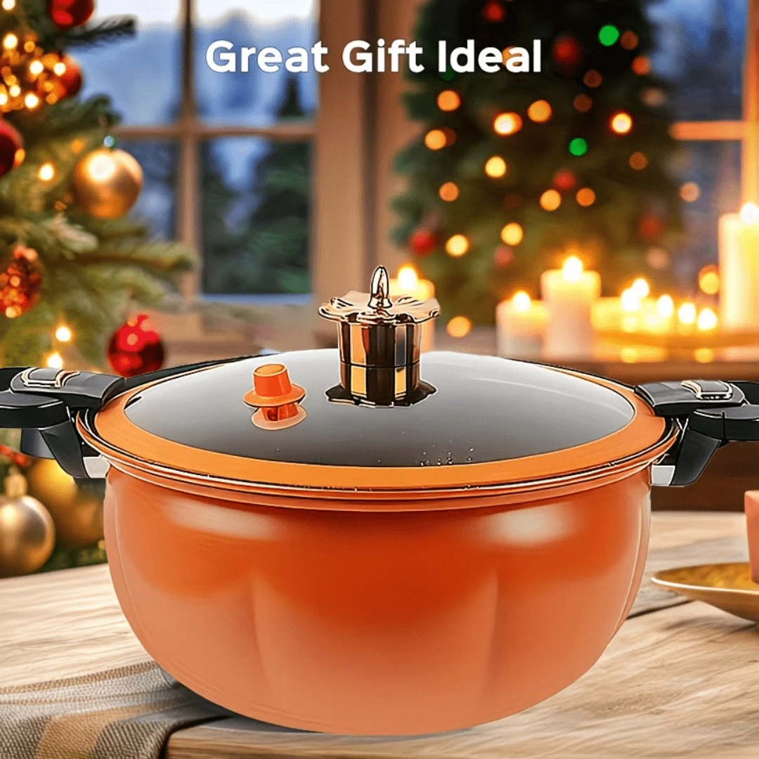 High-Quality Pumpkin-Shaped Saucepan With Lid, Cast Iron Non-Stick Dutch Oven. Even Heat Distribution, Suitable For Stewing, Grilling, Frying, And Slow Cooking – An All-In-One Cookware, The Ideal Gift For Cooking Enthusiasts. - View 1