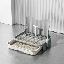 1pc Indoor Dog Toilet With Splash Guard, Removable Grid Tray And Pee Pad Holder, Easy Clean Pet Training Pad, Suitable For Small/Medium Dogs, Comes With Pooper Scooper - Multicolor - View 6