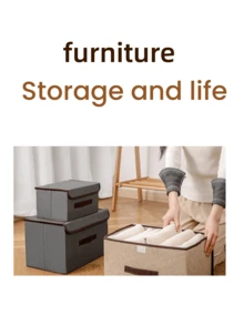 1/2pcs Foldable Fabric Storage Box With Lid Dust-Proof Storage Bin Large Capacity Clothes Organizer Box Stackable Wardrobe Organizer Box Seasonal Clothes Underwear Socks Toys Miscellaneous Items Sorting Storage Box Bedroom Wardrobe Dormitory Home Storage Basket. One Foldable Stackable Large Capacity Bedroom Kitchen Toy Storage Basket - Multicolor - View 9
