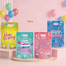 50pcs Birthday Party Gift Packaging Self-Sealing Bags, Balloon Pattern Printed Gift Packaging Self-Standing Bags, Birthday Party Souvenirs Gift Bags, Self-Locking Zipper Composite Membrane Sealed Bags, Holiday Party Gift Merchandise Packing Bags, Gift Packaging Storage Bags - View 6