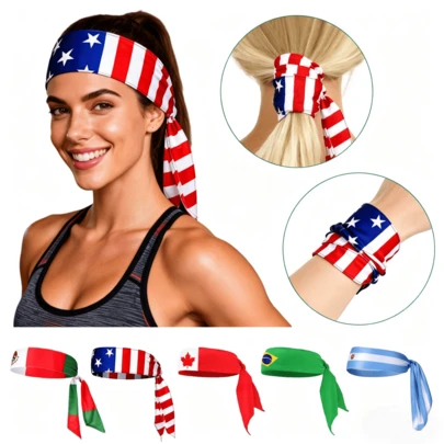 1条/3条装新款弹力印花头带，运动健身吸汗头带，适合跑步、篮球、瑜伽、骑行、足球、主题派对节日庆典、世界杯球迷用品