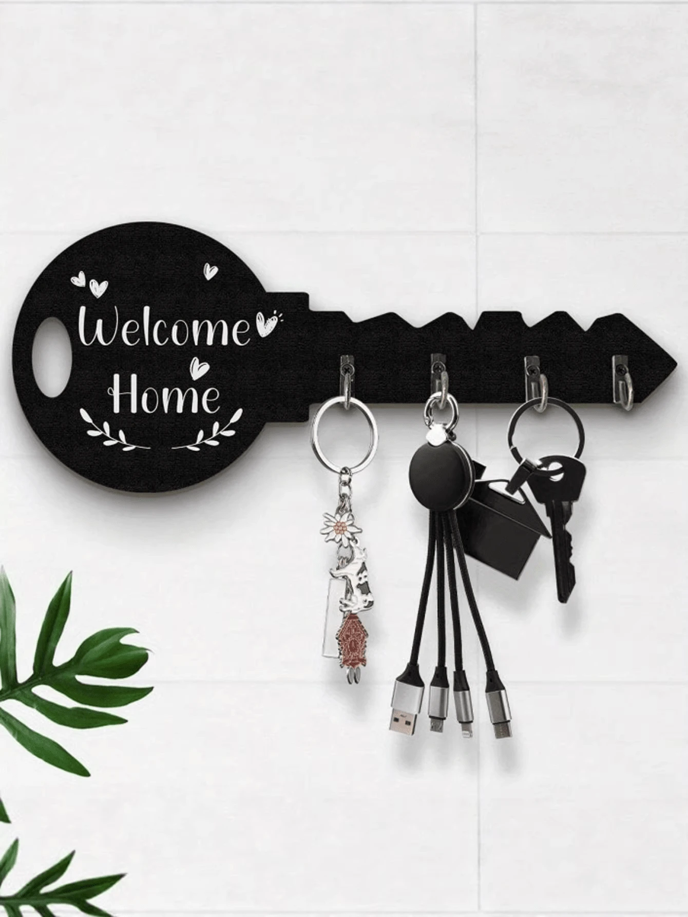 1 chiếc giá treo chìa khóa bằng gỗ kiểu Bohemian, giá đựng chìa khóa tiết kiệm không gian ở lối vào, có móc treo, gắn tường, thích hợp để đựng chìa khóa và áo khoác ở lối vào, nhà bếp, văn phòng. - Nhiều màu - Xem 1