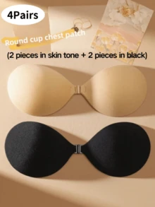 4/2 Pieces Of Solid-Colored Self-Adhesive Bra Stickers, Designed Specifically For Larger Breasts To Enhance Their Appearance; Invisible Bras; Silicone Bras Without Straps. - Multicolor - View 9