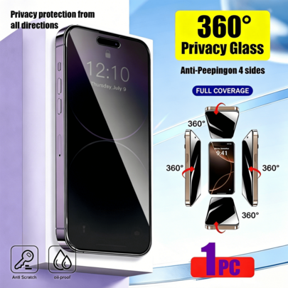 XINHONGYU 1 miếng dán màn hình cường lực tương thích với iPhone 11/12/13/14/15/16/17 Pro Max, bảo vệ riêng tư 360°, 4 lớp chống nhìn trộm, bề mặt bóng, miếng dán màn hình bảo mật, miếng dán màn hình điện thoại, bảo vệ màn hình hiển thị, miếng dán màn hình trong suốt, thiết kế thời trang, kính chống trầy xước, phim bảo vệ chất lượng cao, ốp lưng bảo vệ điện thoại, người dùng điện thoại, người đam mê công nghệ.