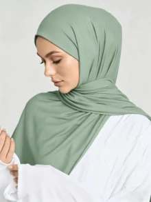 1 chiếc khăn choàng cổ nữ tối giản, cổ điển, màu trơn, thanh lịch, kiểu dáng thường ngày, chất liệu vải dệt kim cao cấp Viscose Jersey, khăn trùm đầu dài kiểu turban, phù hợp cho sinh hoạt hàng ngày, đi chơi và tụ họp, phụ kiện du lịch, kỳ nghỉ. - Đậu xanh - Xem 5