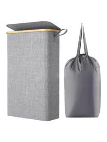 1pc Double-Layer Laundry Basket With Lid, Large Dirty Clothes Storage Basket, 2 Removable & Washable Inner Bags, Foldable Space-Saving Laundry Hamper For Bathroom, Bedroom, Laundry Room, Dorm - Multicolor - View 6