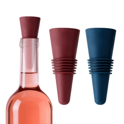2pcs Soft Silicone Wine Bottle Stopper With Handle, Wine & Champagne Bottle Sealer Preserver