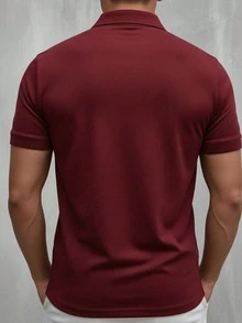 GRDR 男士时尚纯色 Polo 衫 | 精致设计 | 夏季必备 | 易于搭配 | 展现您的风格 - 酒紅色 - 查看 5
