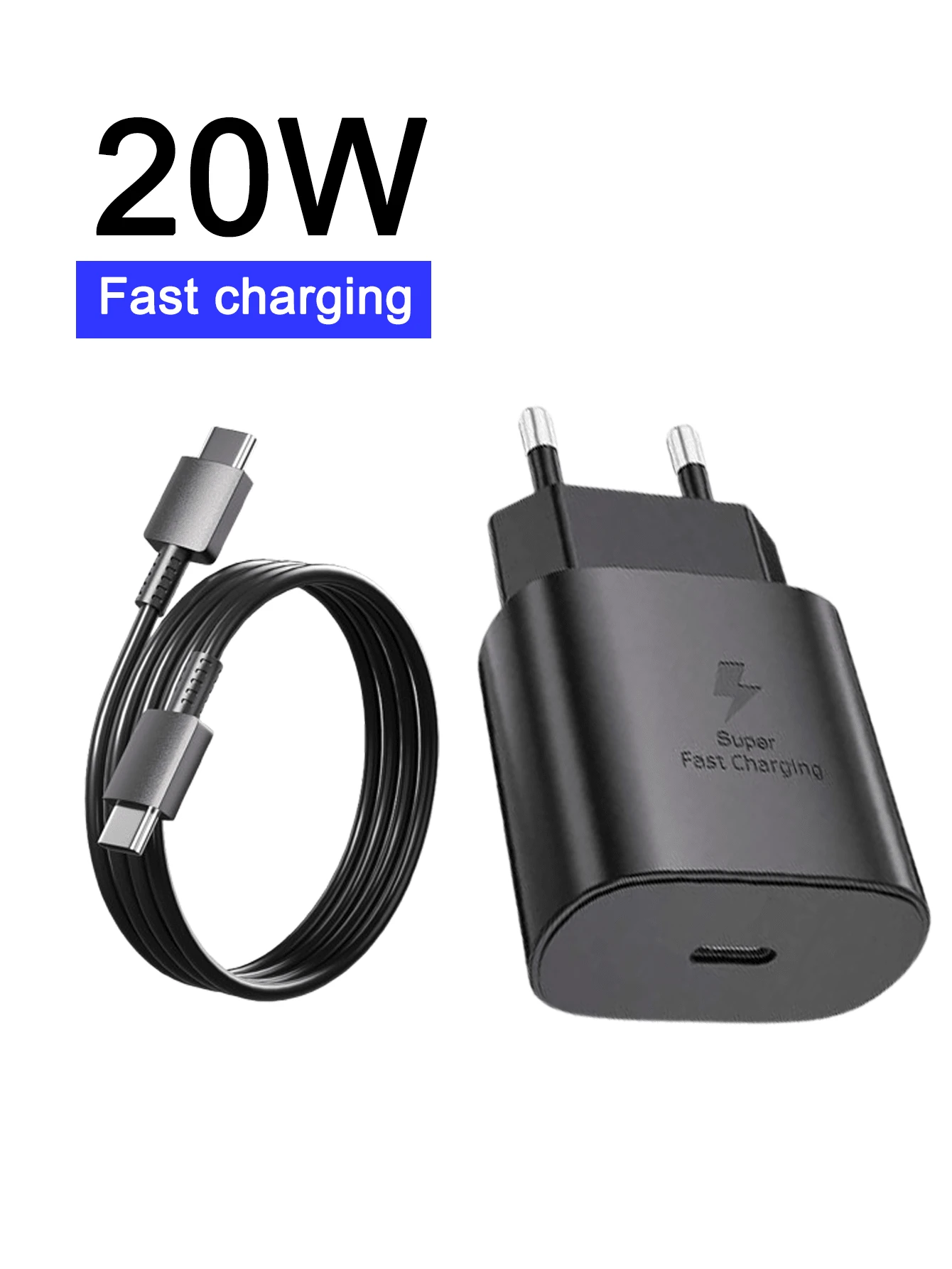 Chargeur Type-C + Câble de données 1M | Parfaitement compatible avec les appareils Apple, les ordinateurs portables et les écouteurs, votre solution d'alimentation portable - Prise de type UE C (220-240 V) - Voir 1