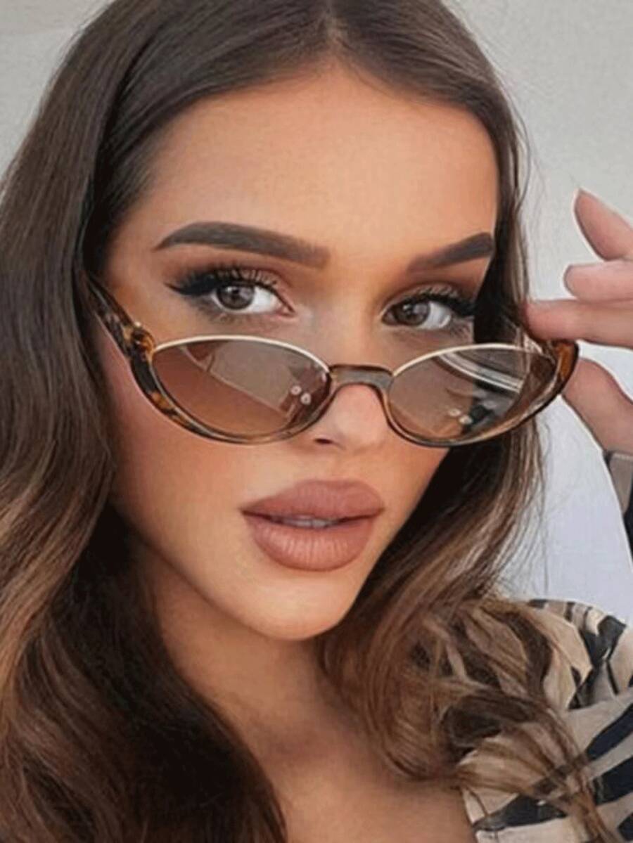 1 chiếc kính mắt mèo tối giản thời trang, phong cách đường phố - Cà phê nâu - Xem 1