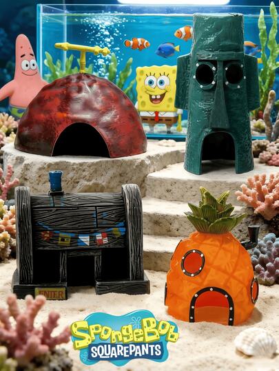 SpongeBob SquarePants 1 pieza Conjunto de decoración de acuario de la casa de piña de Bob Esponja, Conjunto de decoración de acuario de Bob Esponja, Ornamento de acuario, Conjunto de decoración de acuario de la casa de piña de Bob Esponja, Decoración de paisaje de acuario duradera, de larga duración, opción ideal para crear un ambiente de fiesta de vacaciones con amigos, decoración de fiesta (el producto prevalece sobre la imagen)
