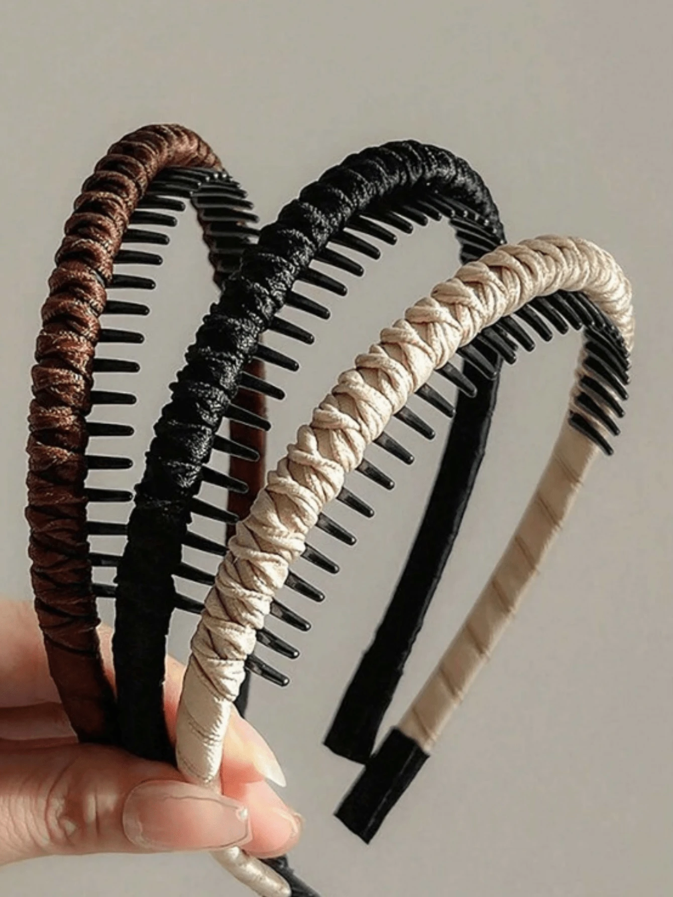 1/2 件装 女士缠绕式高骷髅头发箍带齿防滑断发发带洗脸发夹优雅头饰发带发箍 - 彩色 - 查看 1