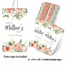 20pcs Floral Pattern Mother's Day Greeting Card Tags With Jute Twine; Elegant Watercolor Pink Rose Hanging Tags, Suitable For Gift Wrapping, Bouquets, Cupcakes And Party Decorations, Ideal For Mother's Day Gifts And Celebrations. - One Size - View 7