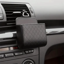 1pc Air Conditioner Vent Storage Bag, Car Organizer Box, Automotive Accessories, Leather Multi-Function Organizer Box With Phone Holder For Car Vent - A - View 3