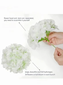 5/15件人造繡球花，仿真花束，桌面裝飾花，婚禮裝飾花，白色人造花，適用於生日家居裝飾、派對裝飾、婚禮花束、婚禮裝飾、桌上中心裝飾、花瓶填充 - 白色 - 查看 10
