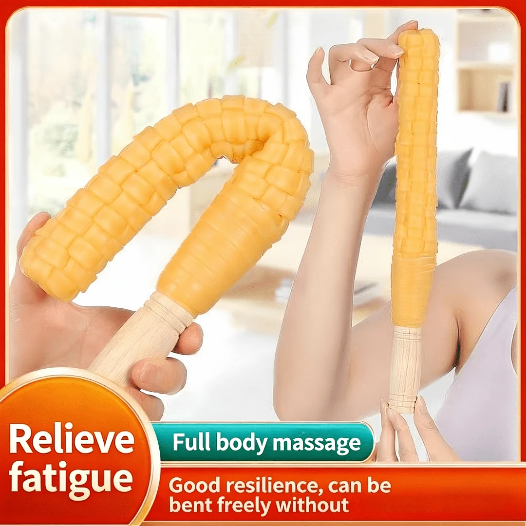 Gậy massage cán gỗ hình bắp ngô - Giảm đau cổ và lưng, thư giãn toàn thân, lối sống lành mạnh, gậy massage cán gỗ có lớp cao su, dụng cụ massage cầm tay di động, thích hợp cho gia đình, phòng tập thể dục, văn phòng, ngoài trời, thư giãn cơ thể và tâm trí, quà tặng.