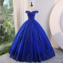 One-Shoulder Temperament Sequin Dress (Large Size) - 寶藍色 - 查看 3