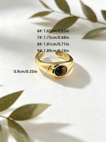 1枚优雅个性休闲时尚316不锈钢镀18K金绿松石戒指，男女皆宜的派对礼物 - 金色 - 查看 22