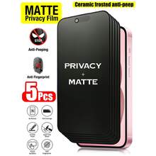 5pcs Matte Ceramic Privacy Screen Protector Film, Fit For IPhone 17 Pro Max [6.9 Inch], Anti-Peeping Privacy Accessory, Anti-Glare Anti-Fingerprint Film, Compatible With Phone Case, Easy Installation Without Bubbles, Smooth Fit, Suitable For IPhone 17 E/17 Pro Max/17 Pro/17 Air/16/15/14 Plus/13 Mini/12/11 Series - Black - View 34